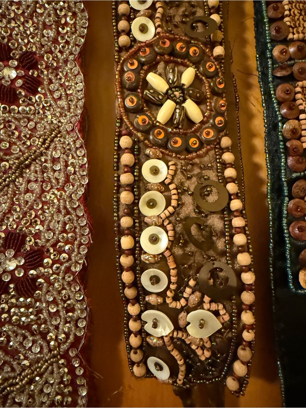 Embellished Women’s Beaded Belts Brown - Picture 3 of 5